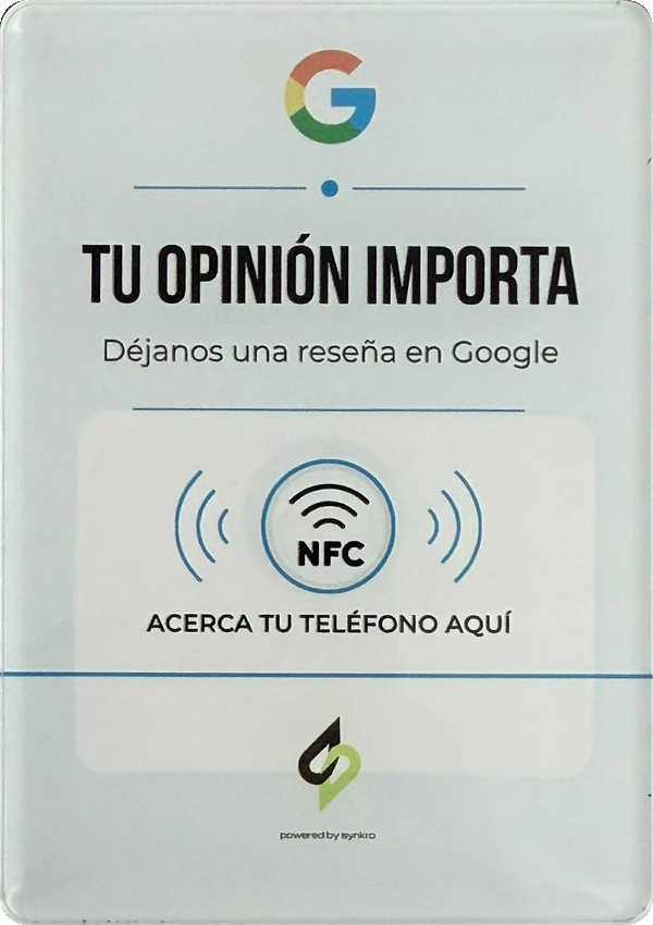 Placa acrílica SYNKRO de Google Reviews
