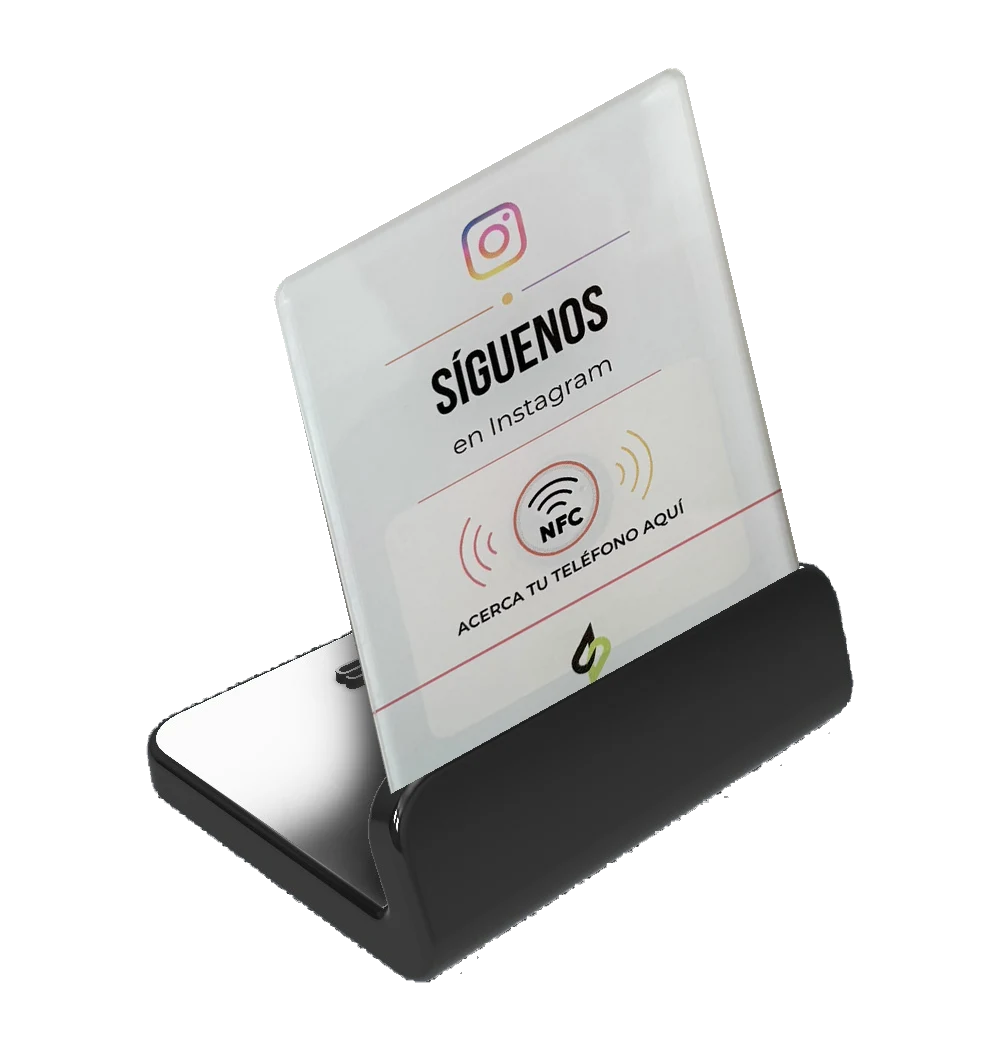 Stand 1 Base negro con placa de Instagram